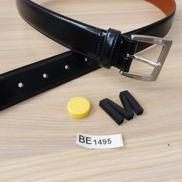 COACH Belt Mens 36 90 Black Leather Italian Dress Formal Work Solid Brass Medium - Picture 12 of 12